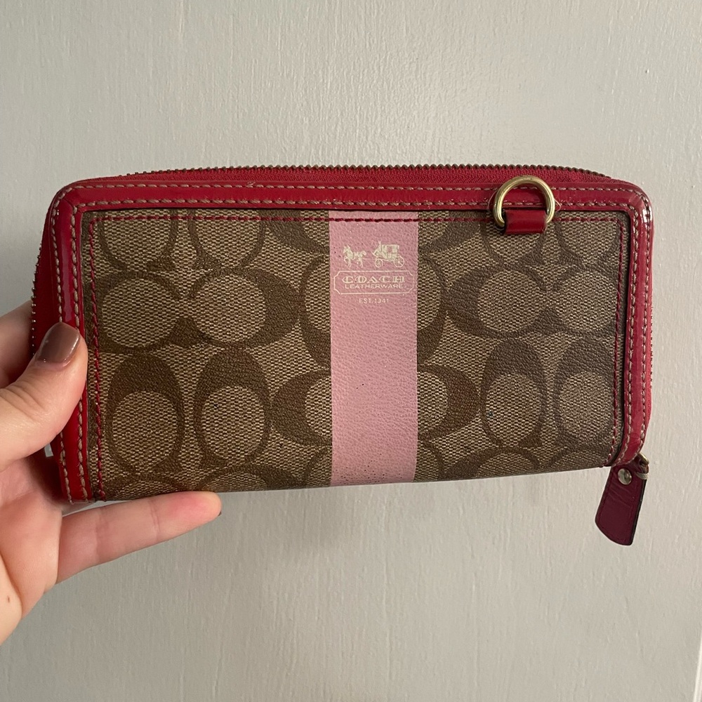 Coach Red and Pink Signature Wallet
